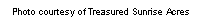 Text Box: Photo courtesy of Treasured Sunrise Acres
